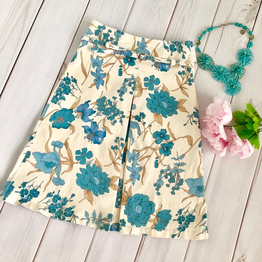 Blue Floral Midi Skirt